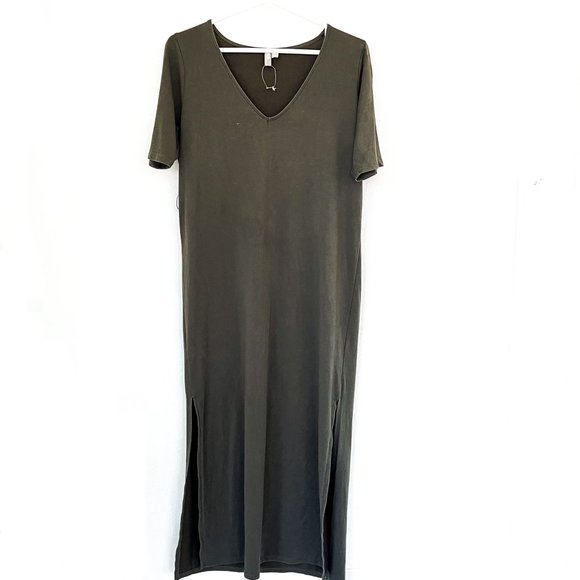 ASOS olive green belted maxi dress w/side slit 6 - Picture 7 of 9